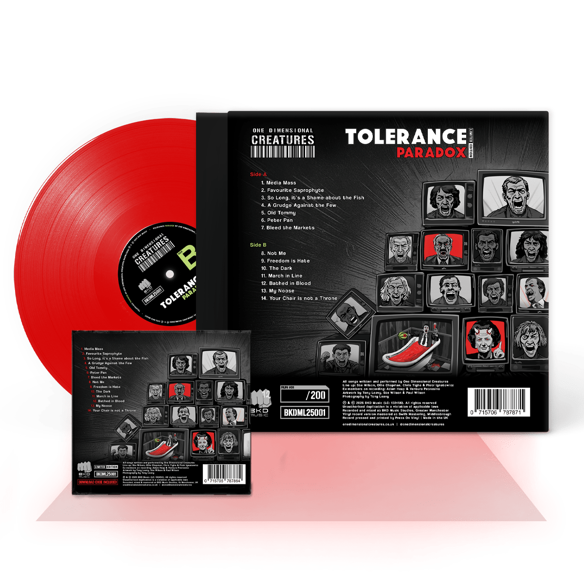 Tolerance Paradox Album on Vinyl Record and CD Back Covers